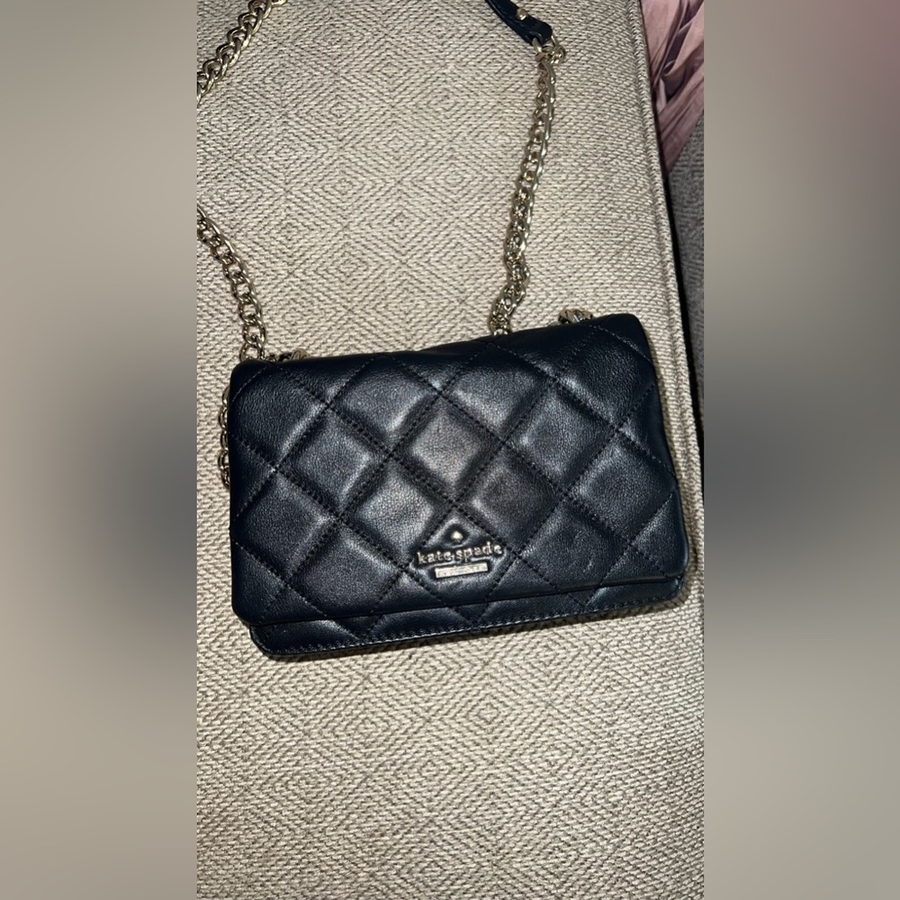 Kate spade black quilted leather crossbody
